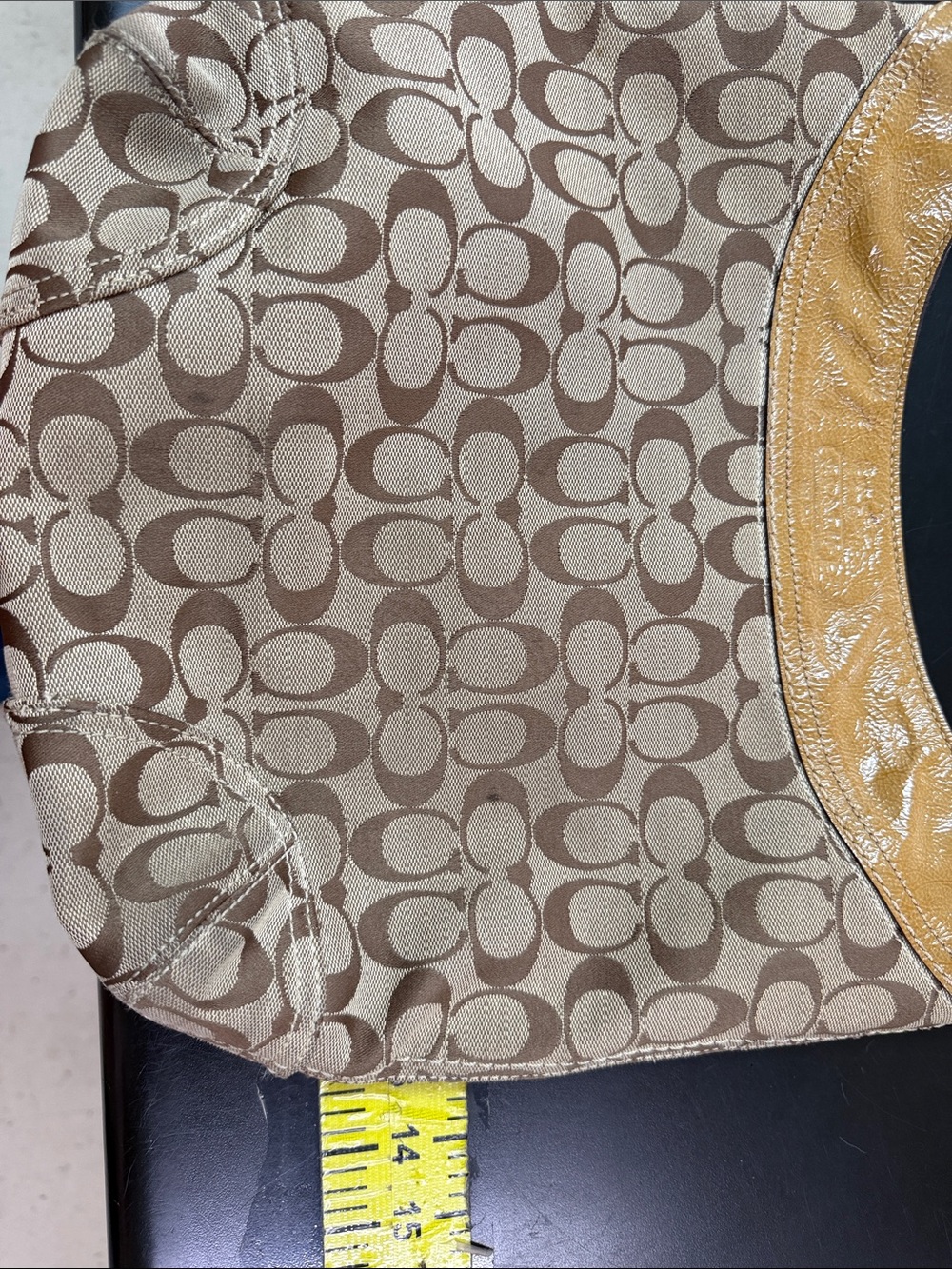 Coach Signature Canvas Hobo with Brown and Mustard Leather Trim - Picture 4 of 12